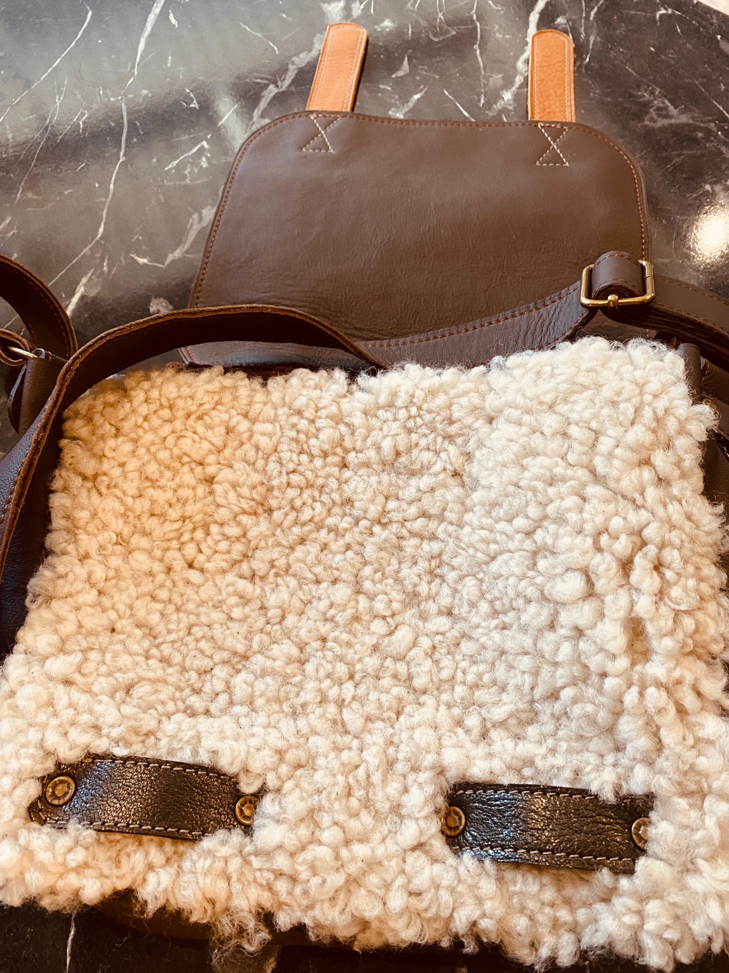 Sac Ophélie peau de mouton et cuir