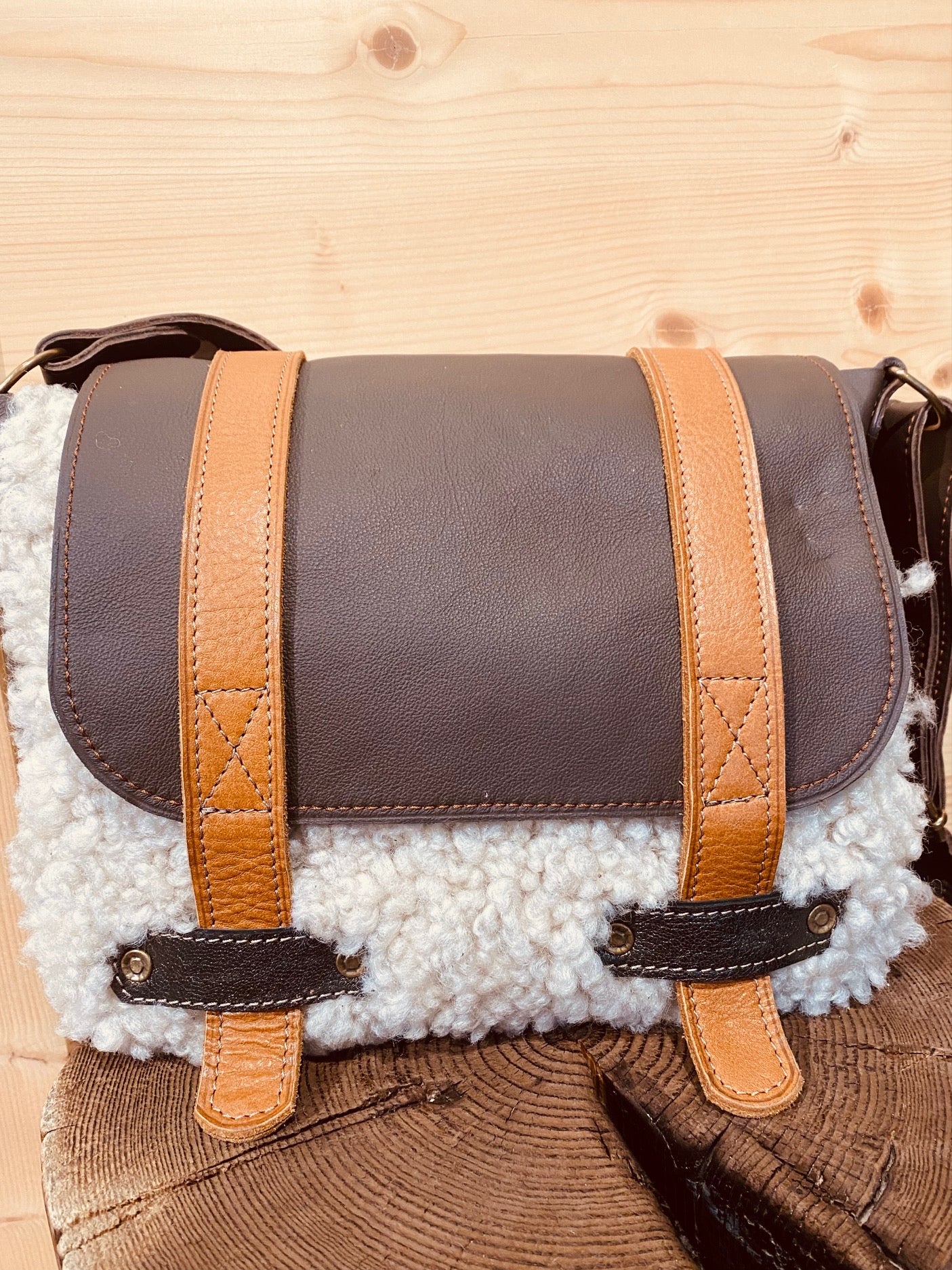 Sac Ophélie peau de mouton et cuir