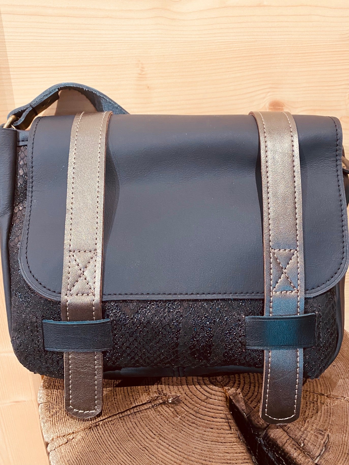 Sac Ophélie cuir python brillant