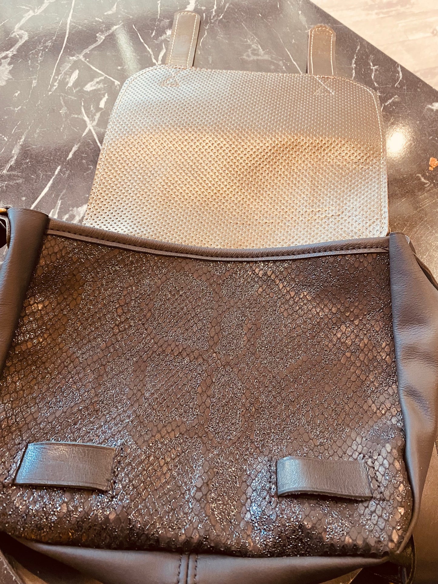 Sac Ophélie cuir python brillant